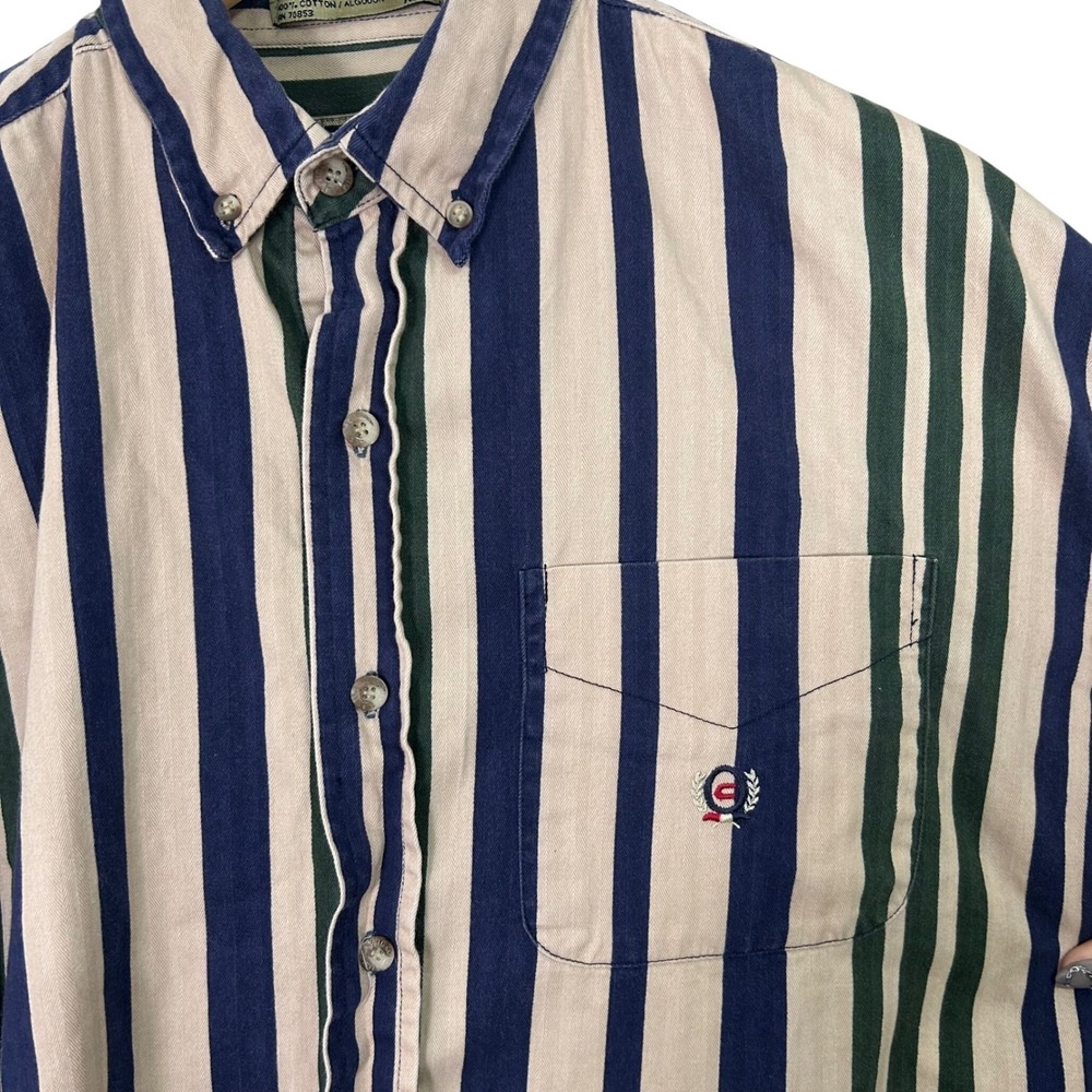 90s Coliseum Striped Collegiate Button Down Mens XL Long Sleeve Rugby Fraternity